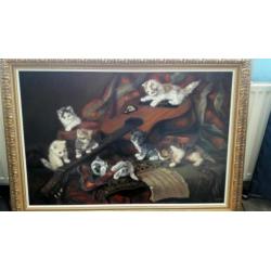 Kattenschilderij van Trirum met 7 katten