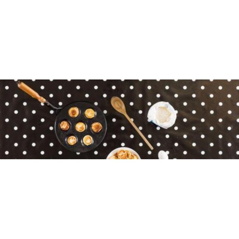 Tafelzeil Grote Stip - 140 x 250 cm - Zwart/Wit