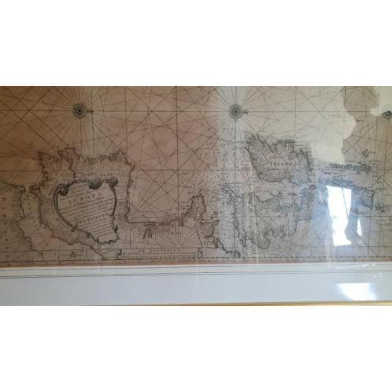 Fraaie 17e eeuwse kaart Groot Brittannië en zuid europa.