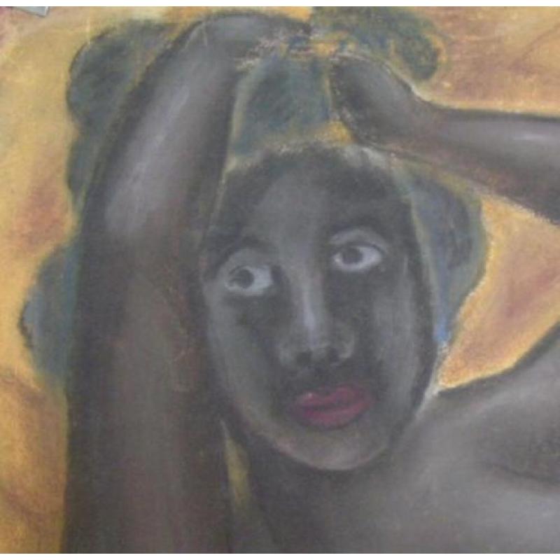 Hubert Bekman (kunstenaar) grote Krijt tekening Afrikaanse