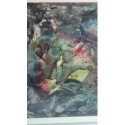 Schilderij abstract, in metalen lijst 55x 65