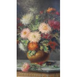 Groot bloemenschilderij van George Duval 1875-1960