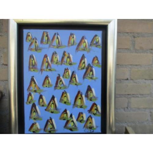 Olie/doek. Sign, Devenir sauvage.
