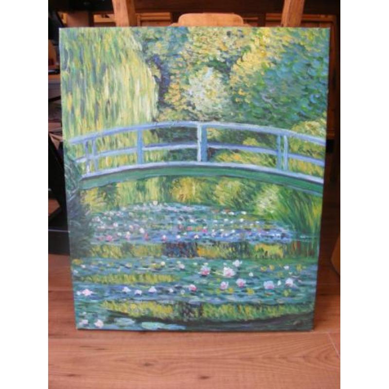 Monet reproductie, Japanse brug en waterlelies 50 x 60