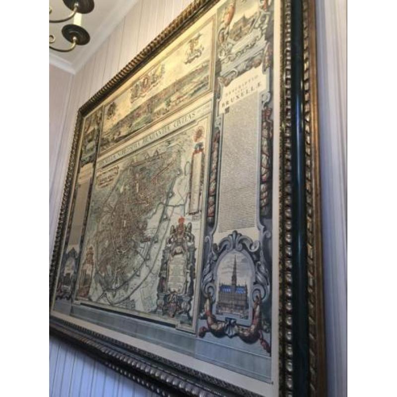 Oude landkaart van brussel in fraaie houten lijst