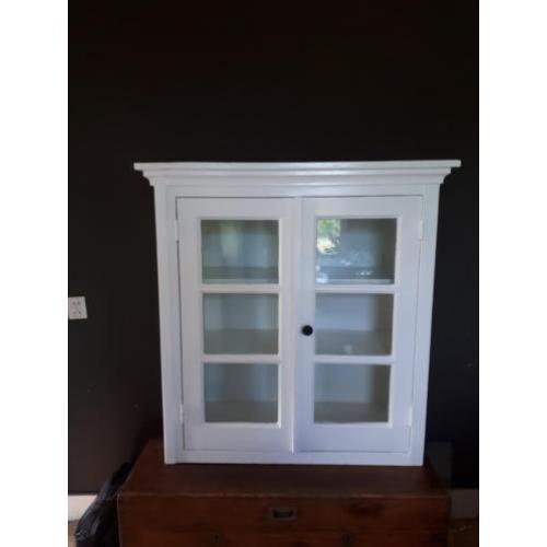 Antiek massief houten vitrinekast oude kast /glas