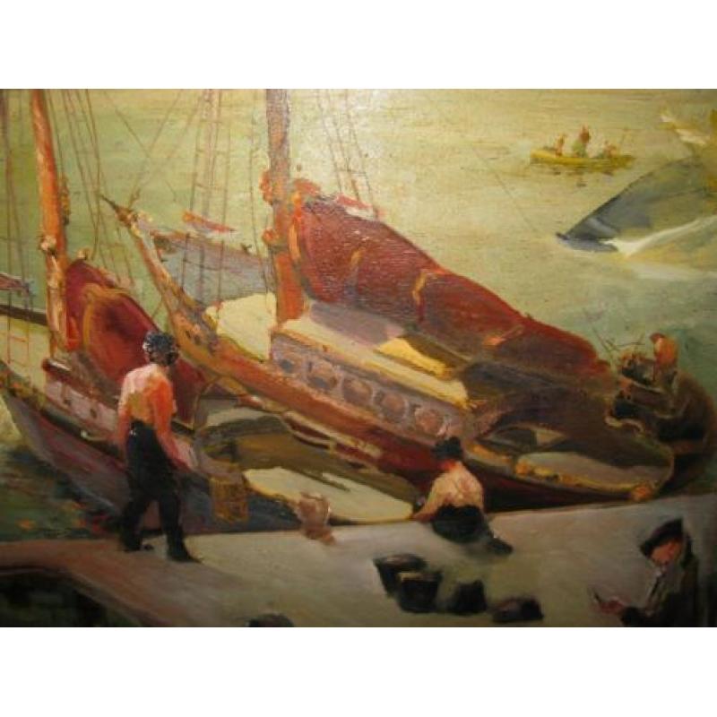 Jan Kijff (1892-1975), haven gezicht, olieverf op board