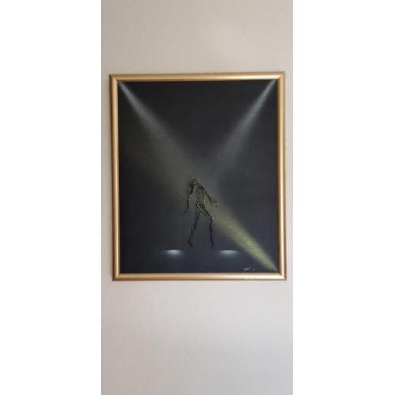 schilderij gesign. Poplavski met goudkleurige lijst