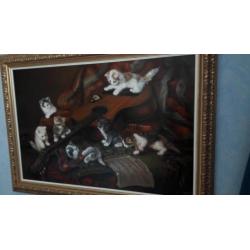 Kattenschilderij van Trirum met 7 katten