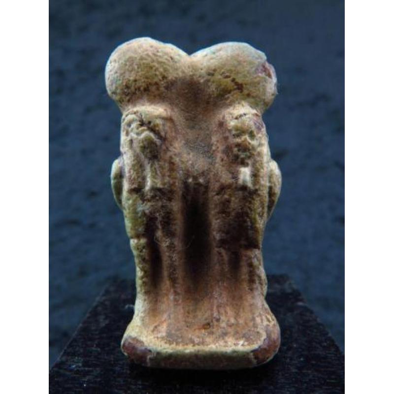 Egyptian faience amulet of double Ba-birds with sundisks