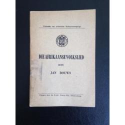 Jan Bouws - Die Afrikaanse Volkslied - 1958