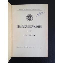 Jan Bouws - Die Afrikaanse Volkslied - 1958