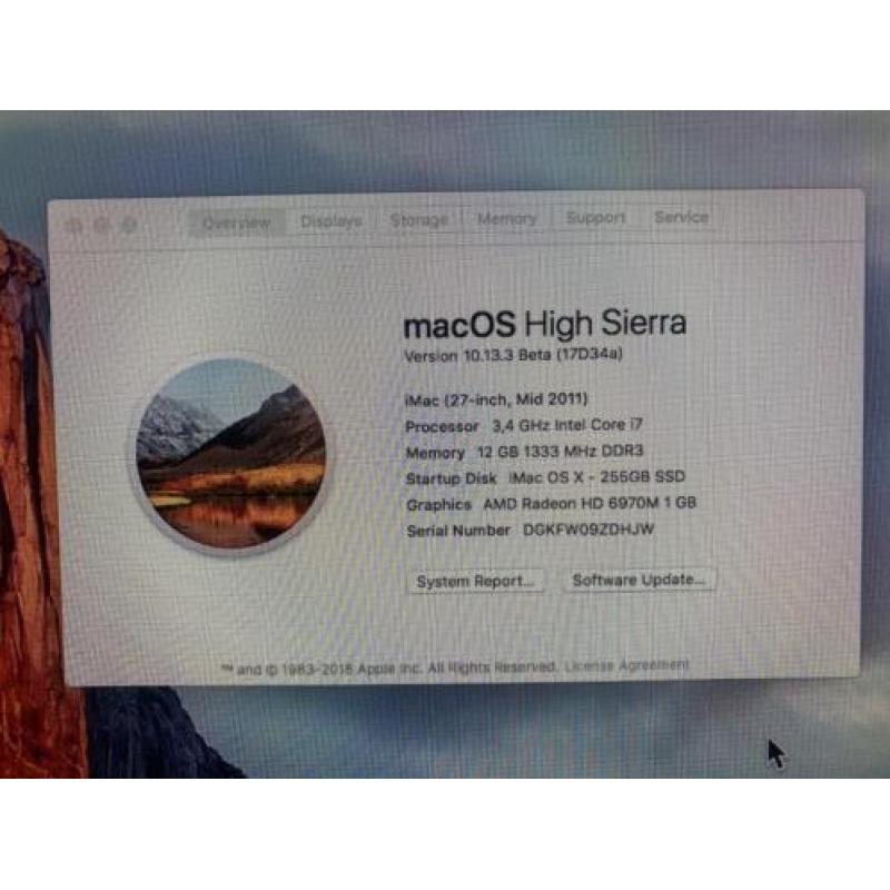 iMac 27 inch (mid 2011) 256GB SSD + 4TB HD