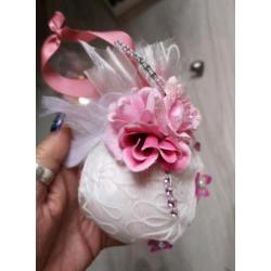 3 Romantische kerstballen met frutsels