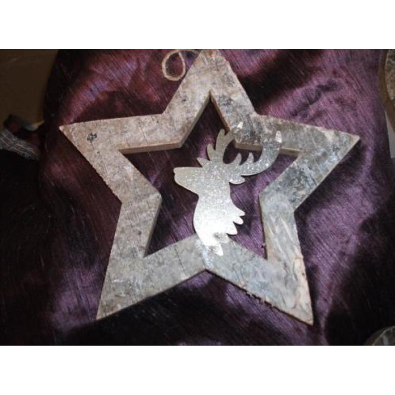 Partij Hout - Metaal Decoratie Hanger (nieuw) 25 x