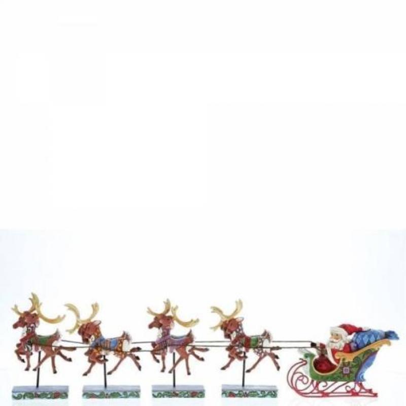 Jim Shore Mini Santa With Reindeers set (Kerstmannen, Kerst)