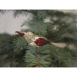 Antieke kerstversiering oude kerstbal vogel op knijper/clip