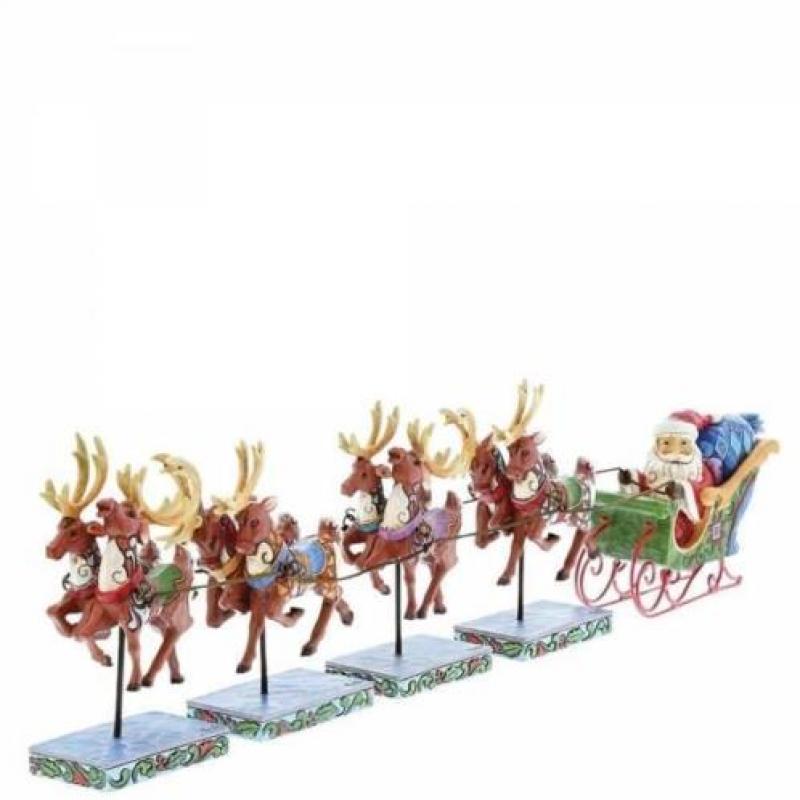 Jim Shore Mini Santa With Reindeers set (Kerstmannen, Kerst)