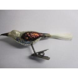 Antieke kerstversiering oude kerstbal vogel op knijper/clip
