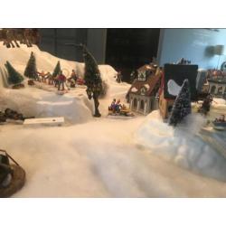 Kerstdorp met verlichting