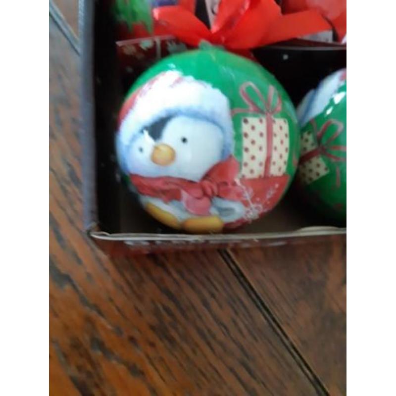Doosje kerstballen 9x nieuw met led