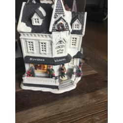 Concept stof village lamp. Rivièra maison kerst huis