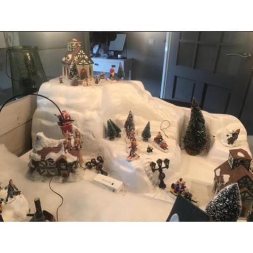 Kerstdorp met verlichting