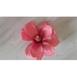 10 roze kunstbloemen op clip