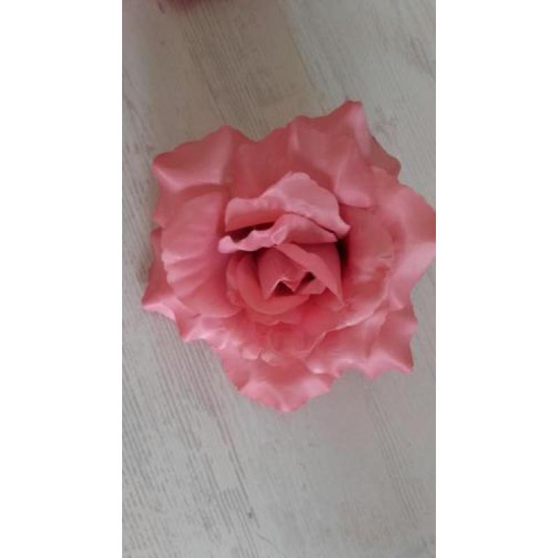 10 roze kunstbloemen op clip