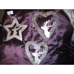 Partij Hout - Metaal Decoratie Hanger (nieuw) 25 x