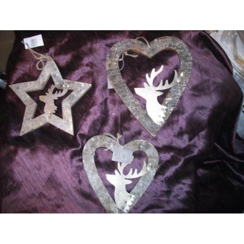 Partij Hout - Metaal Decoratie Hanger (nieuw) 25 x