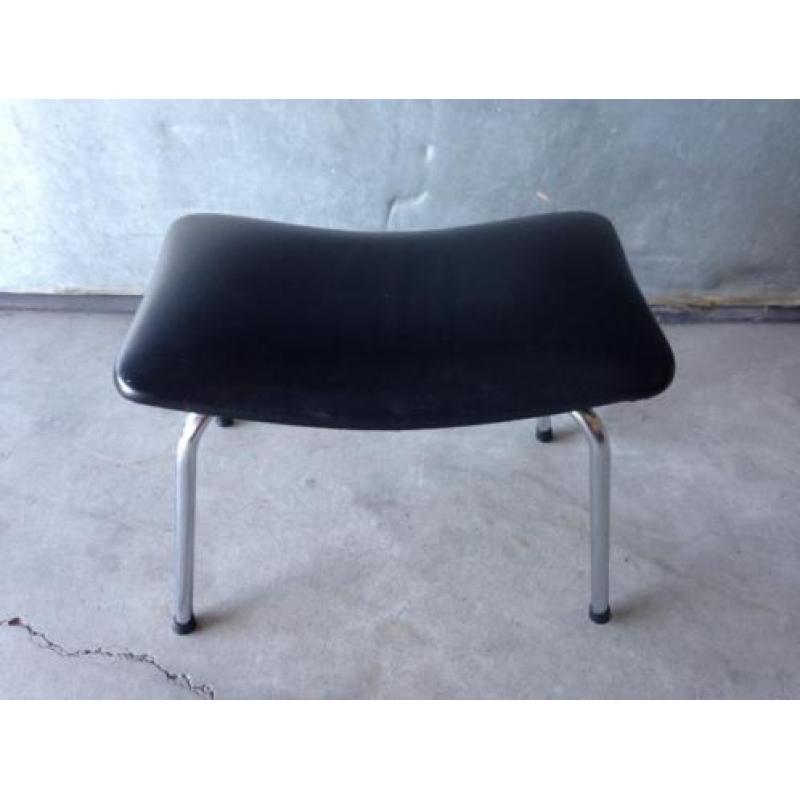 Vintage chroom skai voetenbank De Wit Gispen jaren 50 60