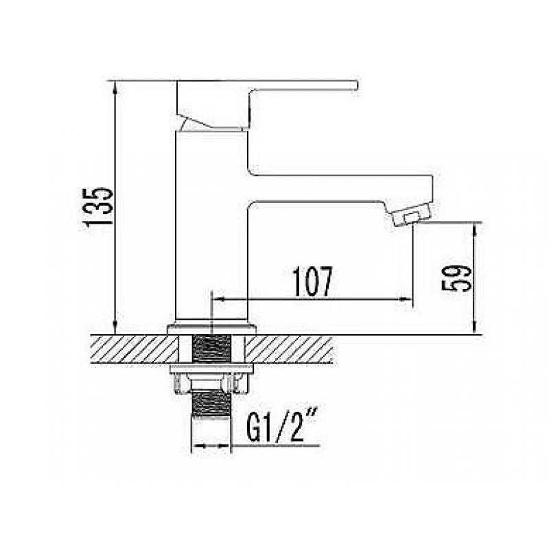 Flat toiletkraan 1/2" chroom