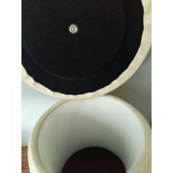 Retro Mushroom poef wit/beige (skai) met opberg ruimte