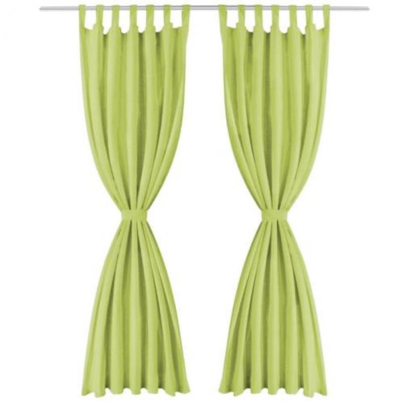 vidaXL Micro-satijnen gordijnen met lussen 140x225 cm groen