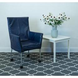4 Montis Chaplin stoelen blauw (wieltjes) 100% origineel