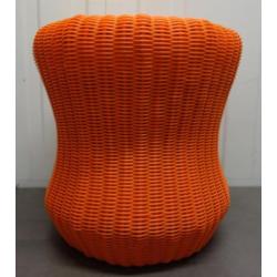 Zitkruk kruk tafeltje kuntstof gevlochten poef oranje