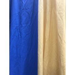 Overgordijn 235 hoog 190 breed, blauw/geel