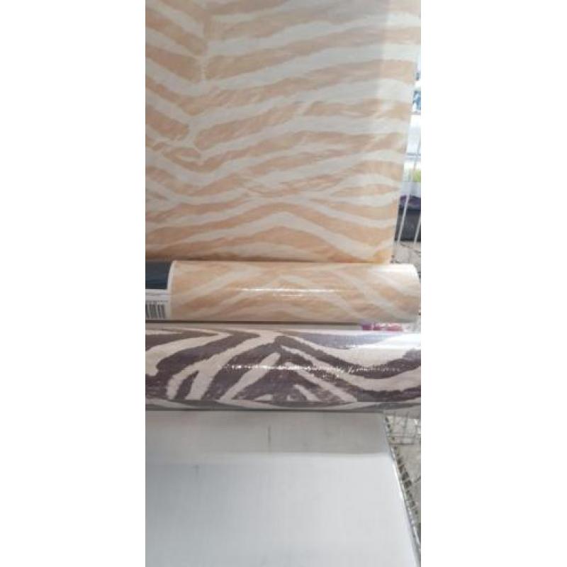 Behang zebra motief bruin en goud nieuw