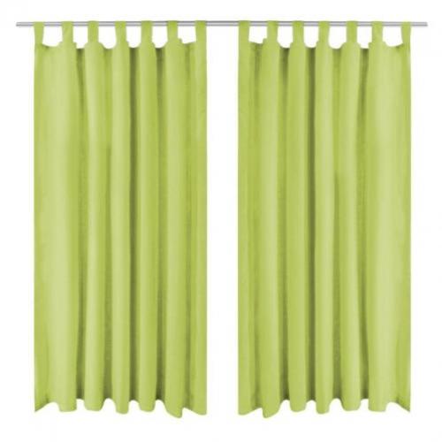 vidaXL Micro-satijnen gordijnen met lussen 140x225 cm groen