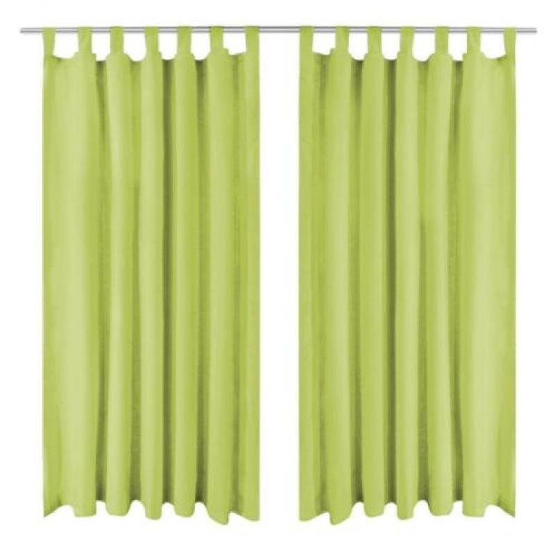 vidaXL Micro-satijnen gordijnen met lussen 140x225 cm groen