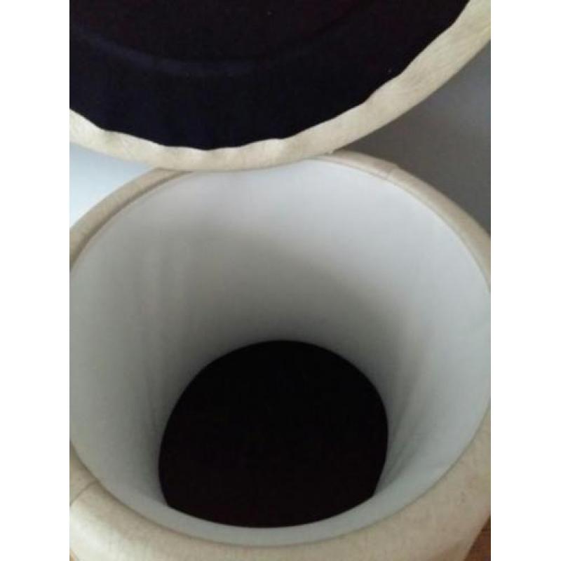 Retro Mushroom poef wit/beige (skai) met opberg ruimte
