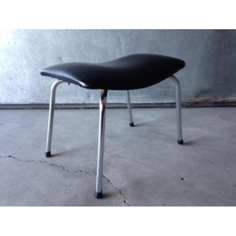 Vintage chroom skai voetenbank De Wit Gispen jaren 50 60