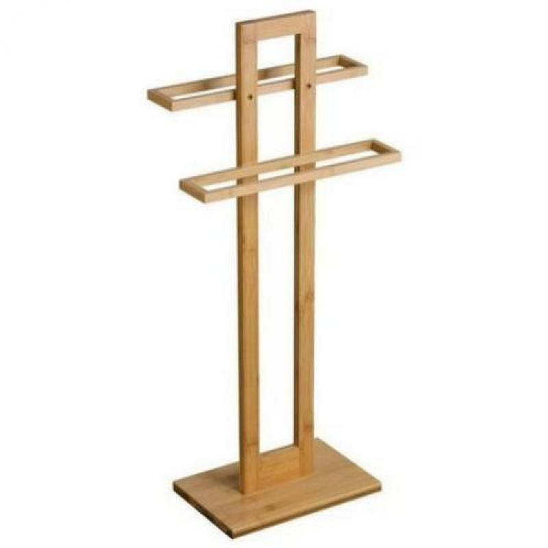Handdoekrek bamboe - 37x25x85 - hout - 2 handdoekrekken