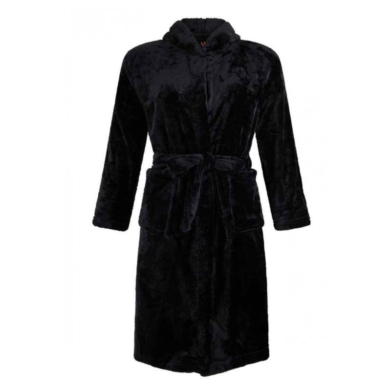 Zwarte fleece badjas tieners-XL (11-13 jaar)