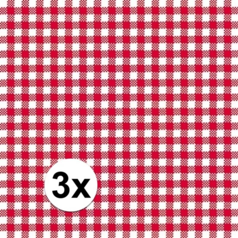 3x pakjes Oktoberfest Wegwerpservetten geruit rood/wit 3-laags 20 stuks