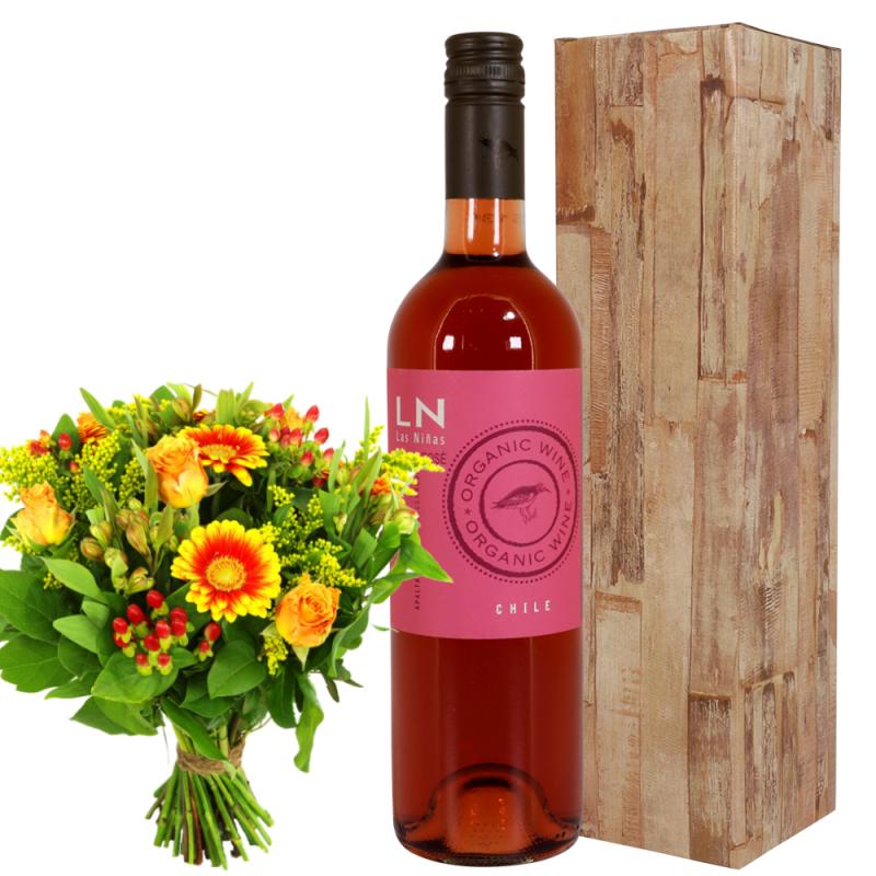 Las Ninas rosé Organic wijn + bloemen