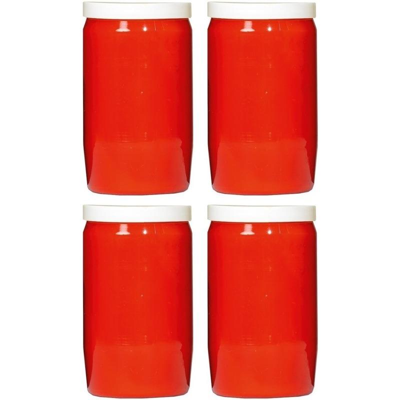 4x Gedenkkaarsen/graflichten rood 7 x 18 cm 9 dagen